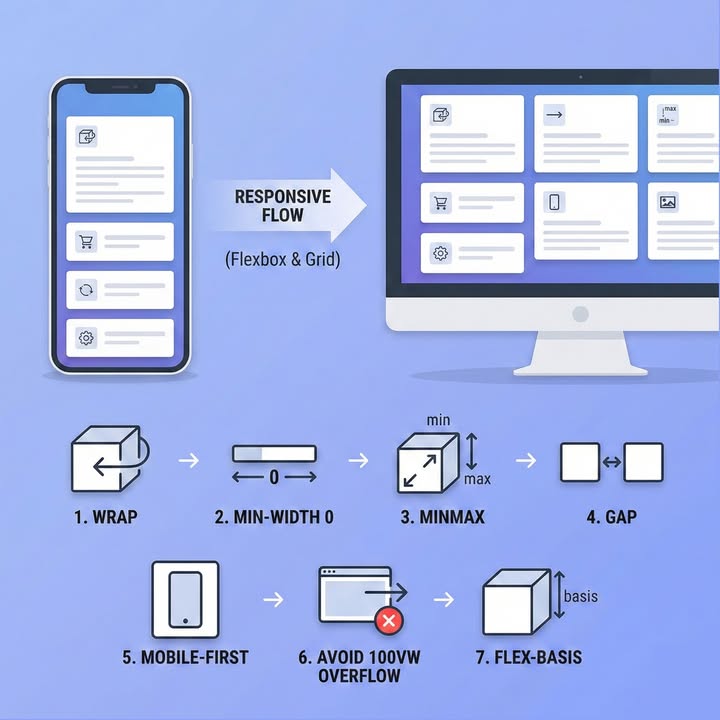 7 เทคนิคใช้ Flexbox/Grid จัดเลย์เอาต์ CSS ให้ไม่พังบนมือถือ