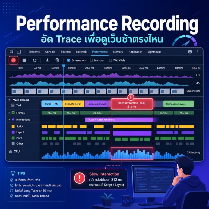 อ่าน Performance Recording ใน Chrome DevTools เพื่อหาเว็บกระตุก