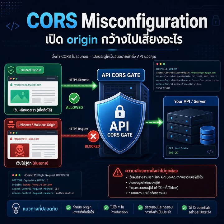 CORS ไม่ใช่กำแพงกันแฮกเกอร์: วิธีตั้งค่าให้ปลอดภัยและไม่เปิดอ่านข้อมูล