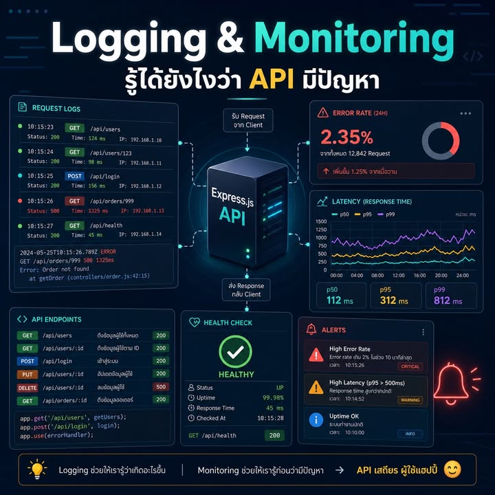Logging และ Monitoring ใน Express: พื้นฐานสำคัญที่ช่วยให้ API ดูแลง่ายขึ้น