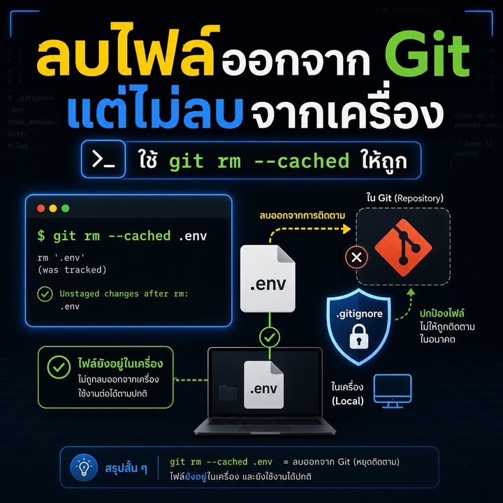 รู้จัก git rm --cached: เอาไฟล์ออกจาก Git tracking โดยไม่ลบในเครื่อง