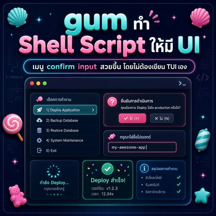 ทำ Shell Script แบบ Interactive ให้น่าใช้ด้วย Gum