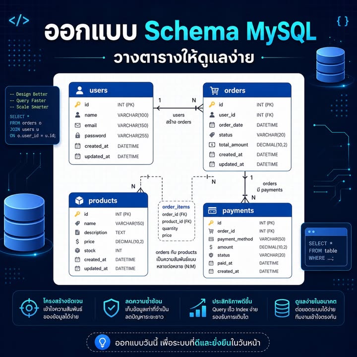 ออกแบบ MySQL Schema ให้ดูแลง่ายเมื่อระบบเติบโต