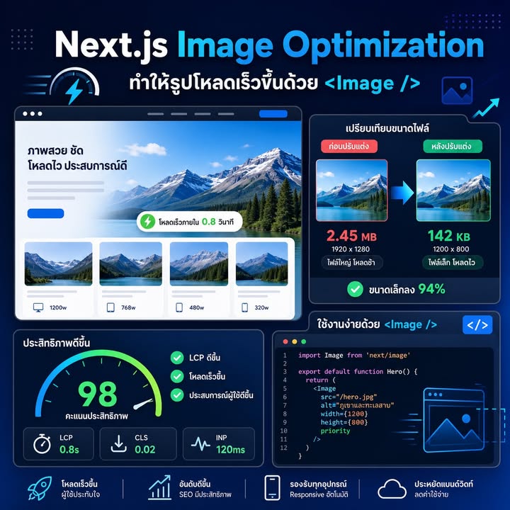 Next.js Image Optimization: ใช้ <Image /> ให้เว็บโหลดไวและ LCP ดีขึ้น