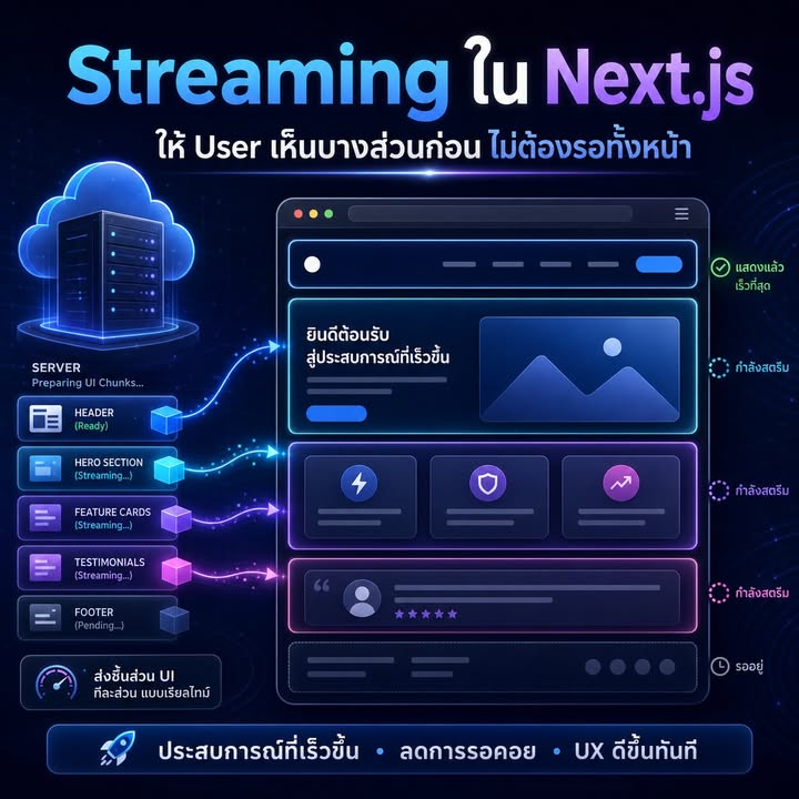 Streaming ใน Next.js ทำให้หน้าเว็บรู้สึกเร็วขึ้นได้อย่างไร
