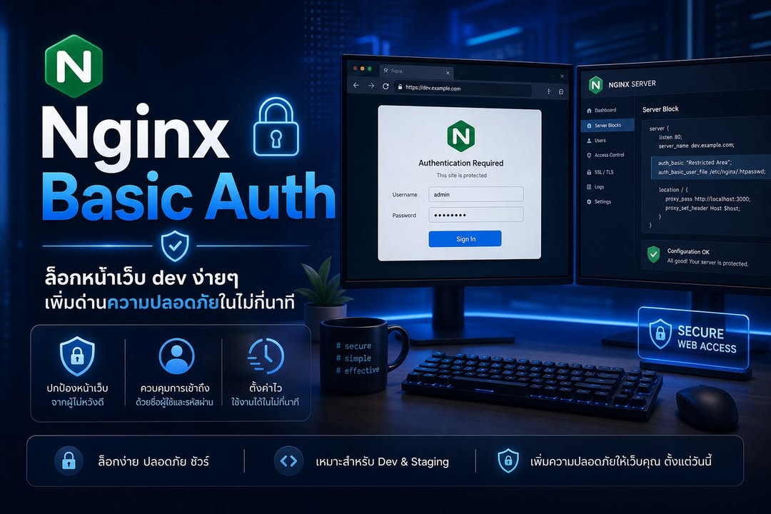 ล็อกเว็บ Development ด้วย Nginx Basic Auth อย่างปลอดภัย