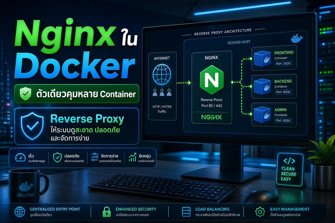 ใช้ Nginx เป็น Reverse Proxy ใน Docker ให้หลายคอนเทนเนอร์ทำงานร่วมกันอย่างเป็นระเบียบ