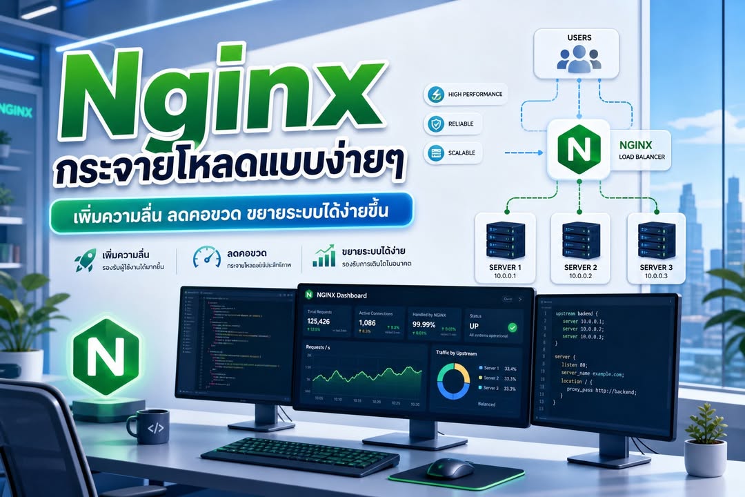 กระจายโหลดหลาย Backend ด้วย Nginx Load Balancer