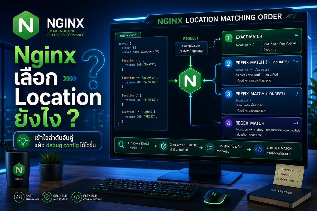 เข้าใจลำดับการจับคู่ Nginx Location ไม่ให้ Request วิ่งผิด Block