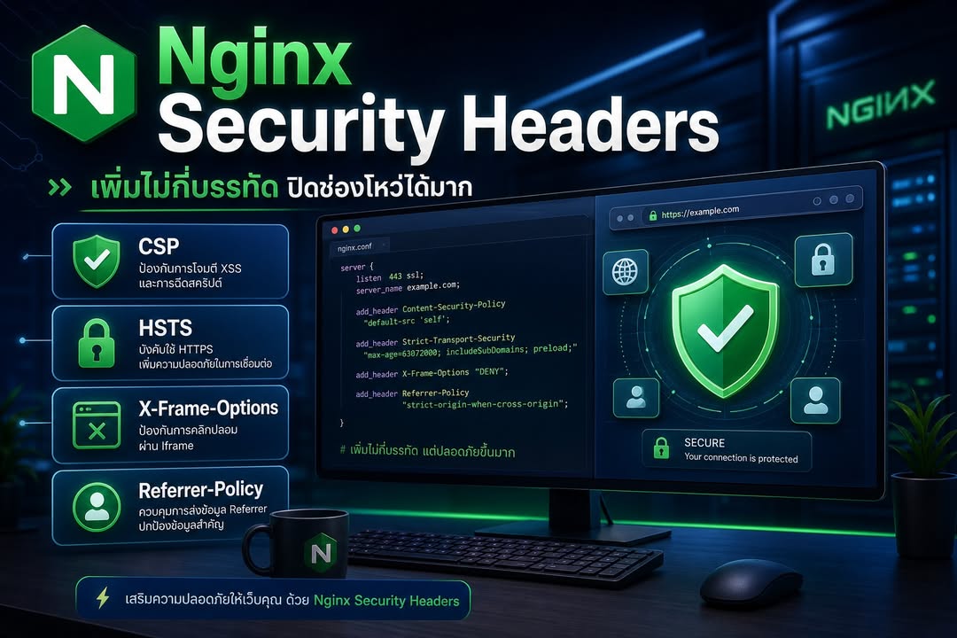 เพิ่ม Security Headers ใน Nginx เพื่อลดความเสี่ยงบน Browser