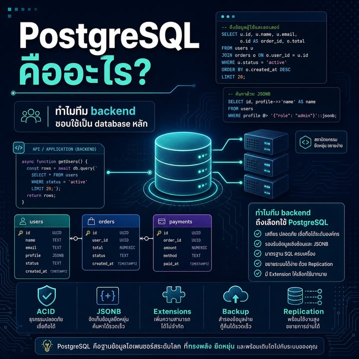 ทำไม PostgreSQL จึงเป็นฐานข้อมูลหลักที่เหมาะกับระบบ Production
