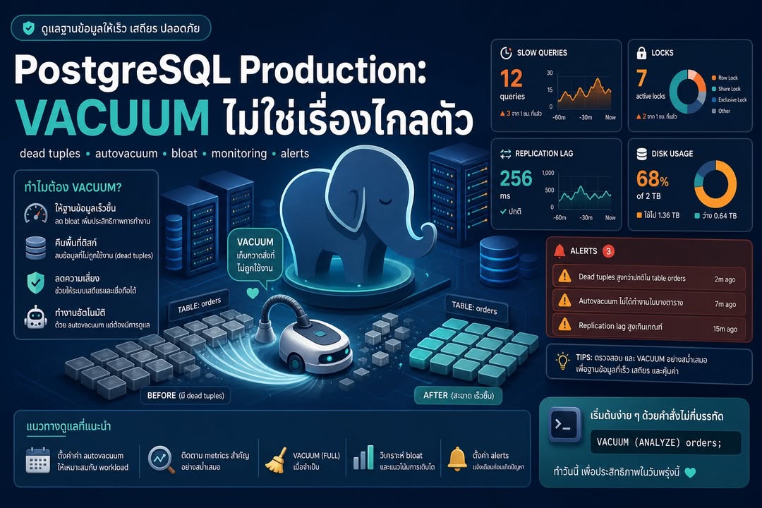 PostgreSQL ใน Production: เข้าใจ MVCC, VACUUM, Bloat และการเฝ้าระวัง
