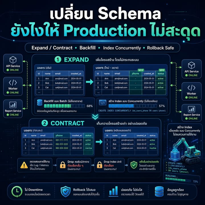 เปลี่ยน PostgreSQL Schema บน Production อย่างปลอดภัยด้วย Expand/Contract