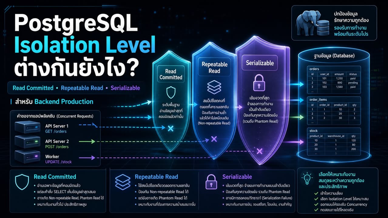 เข้าใจ PostgreSQL Isolation Level เพื่อป้องกัน Race Condition ใน Production Backend