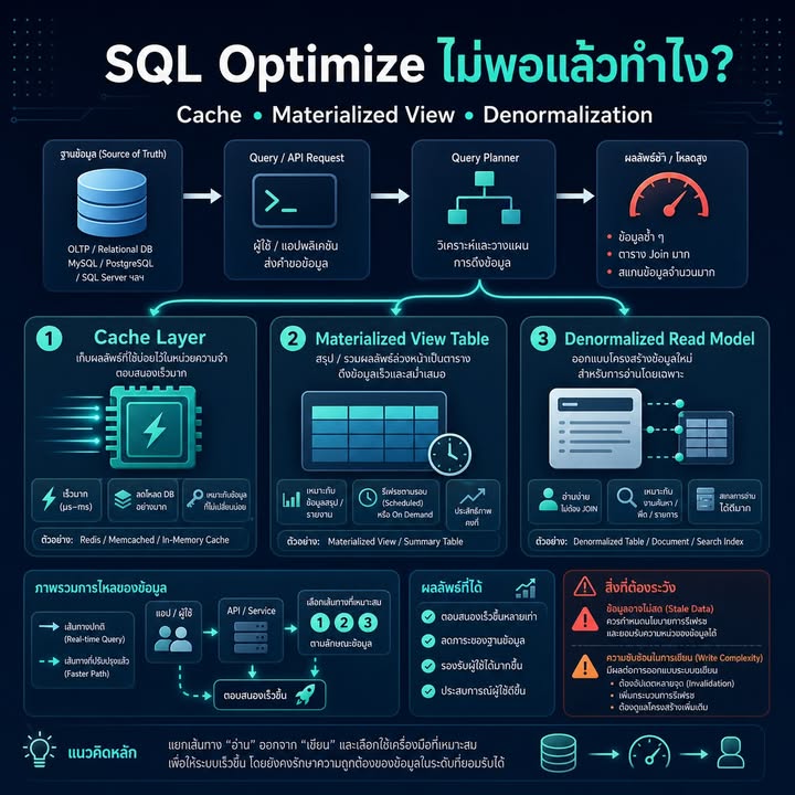 Query แพงโดยธรรมชาติ: เลือก Cache, Materialized View หรือ Denormalization