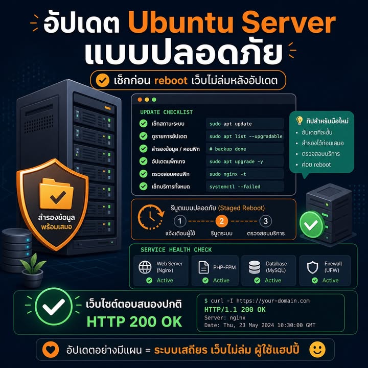 อัปเดต Ubuntu Server อย่างปลอดภัย ลดความเสี่ยงเว็บล่มหลัง Reboot
