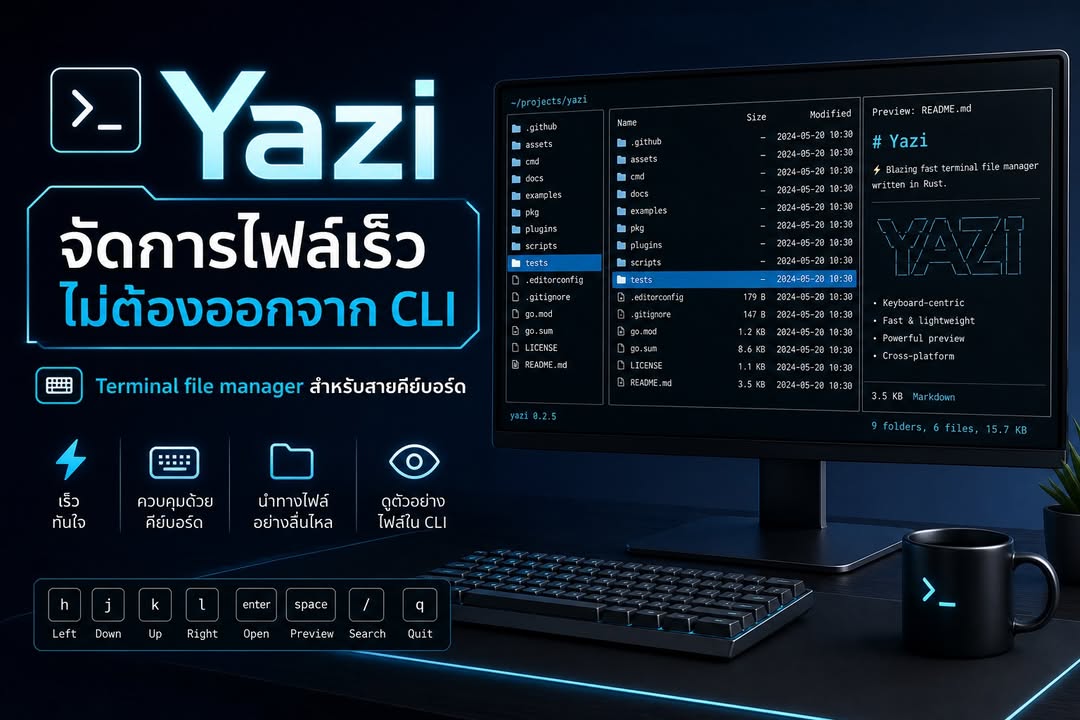 Yazi: จัดการไฟล์ใน Terminal ด้วย TUI ความเร็วสูง
